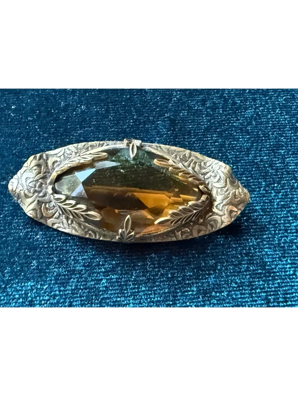 Antique Late Victorian Edwardian Czech Glass Brooch
